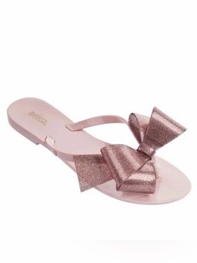 Melissa Pink Glitter Bow Jelly Sandals